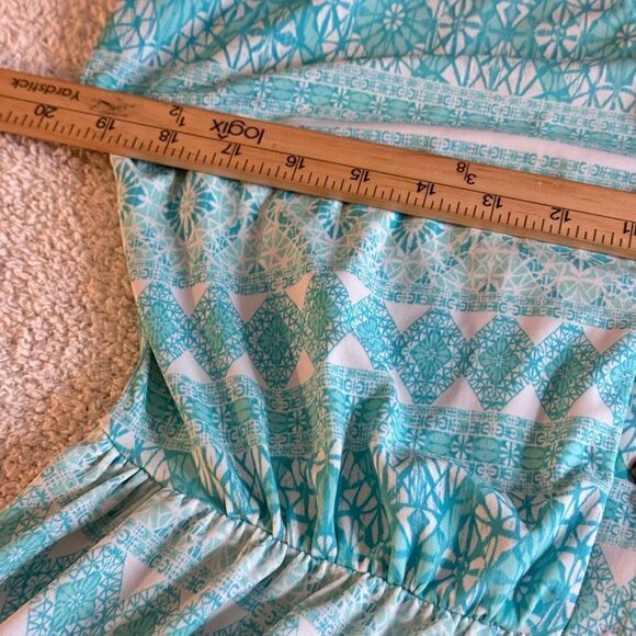 Cabana Life Dress Womens Sz L Maxi button up paisley V Neck Tiered UPF Cover up - Picture 8 of 11